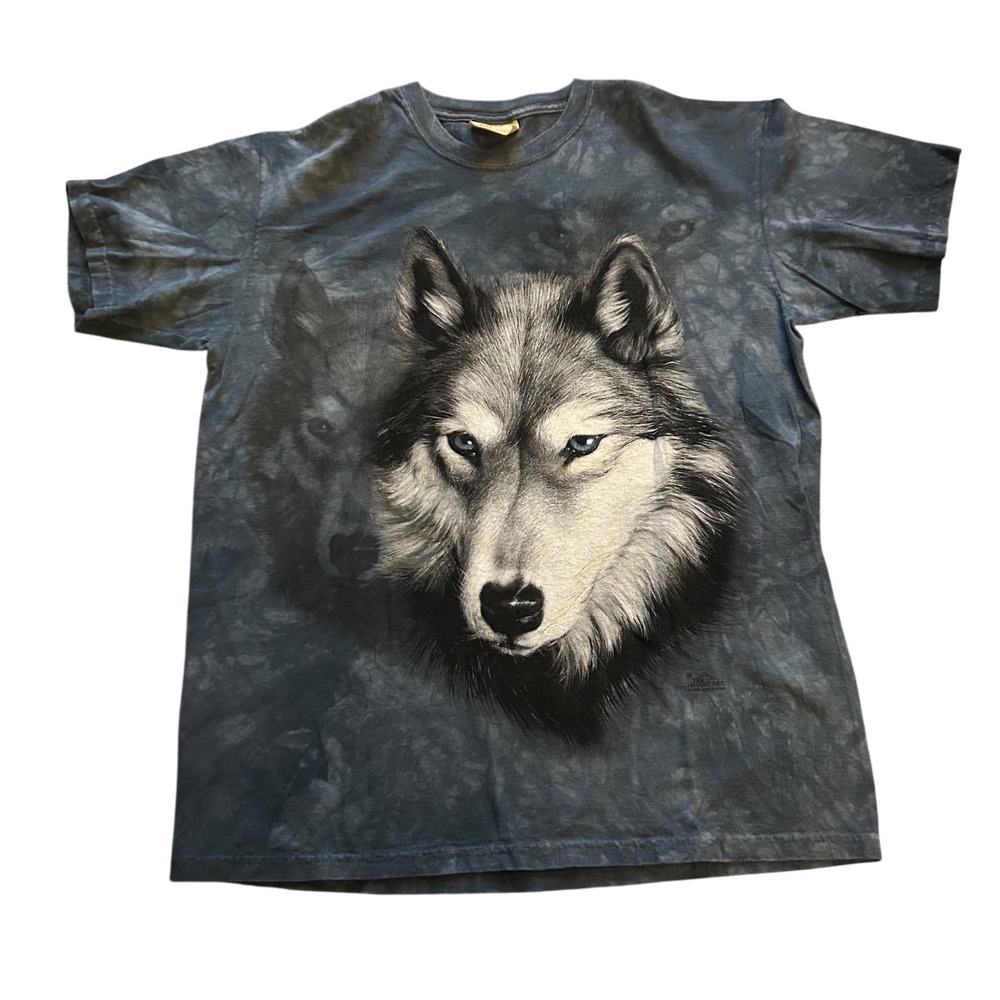 The Mountain Wolf Graphic T-Shirt Gray Tie Dye Vintage Style Mens Large